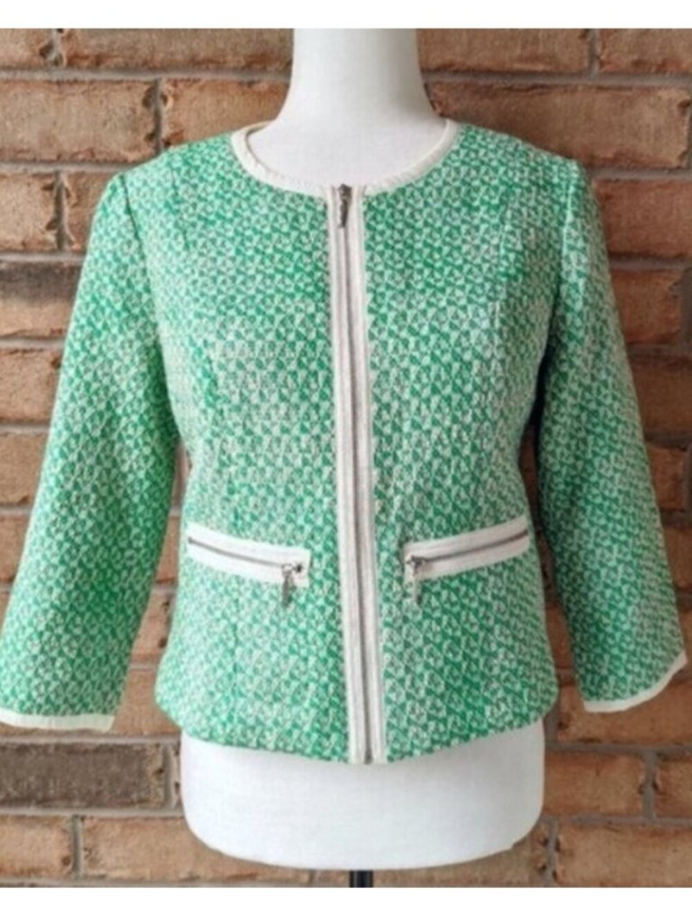 CAbi tweed front zip jacket